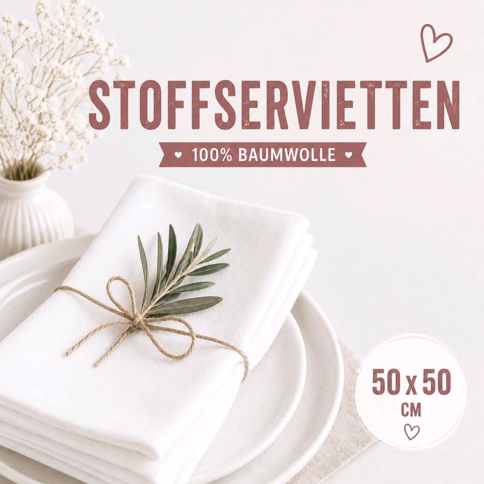 Stoff Servietten 100% Baumwolle 50x50 cm mieten in Langenhagen