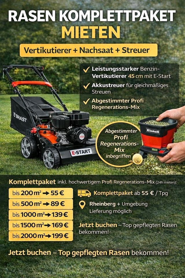 Rasen Komplettpaket Vertikutierer Nachsaat mieten in Rheinberg