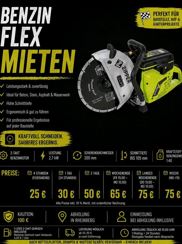 Steintrennmaschine Nassschneider mieten in Rheinberg