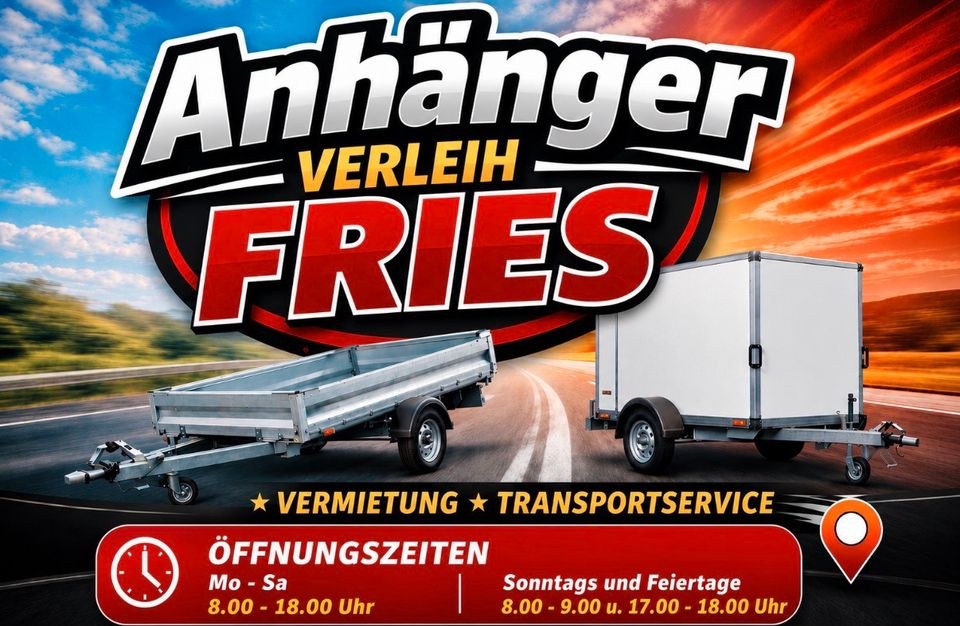 Anhänger Autoanhänger Kfz Transporter mieten bei Verleih Fries