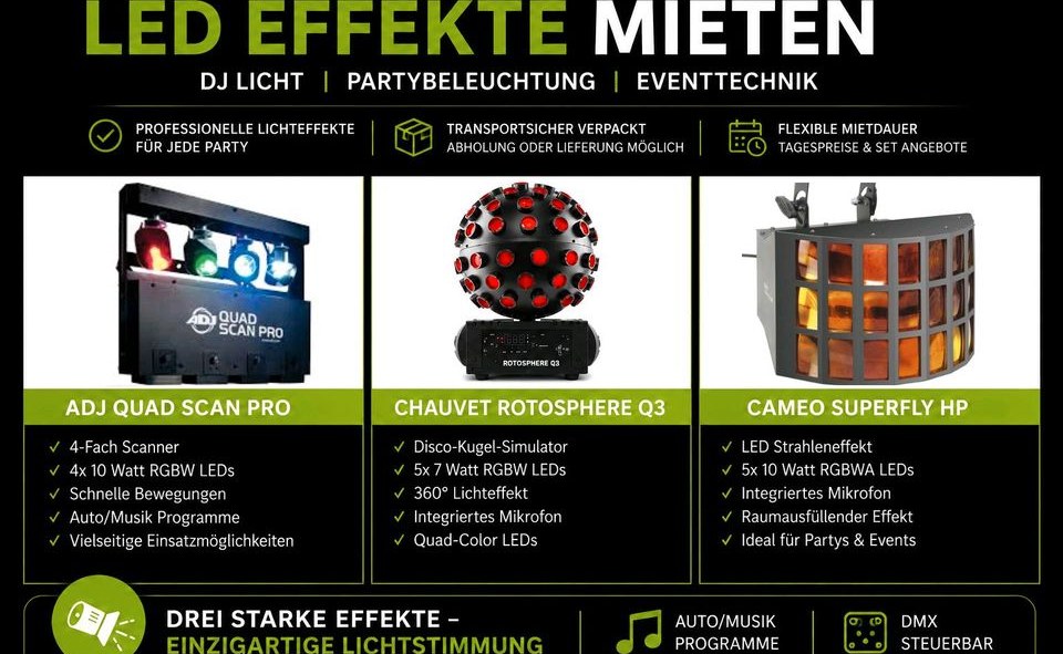 LED Lichteffekte mieten in Borgentreich – Licht für Party & Event