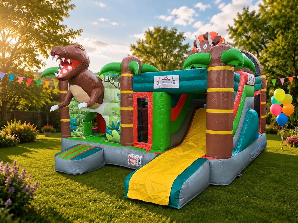 Große Dino Hüpfburg 5x5m 10Kinder Neuwied mieten bei MJ- Partyzubehör – 2