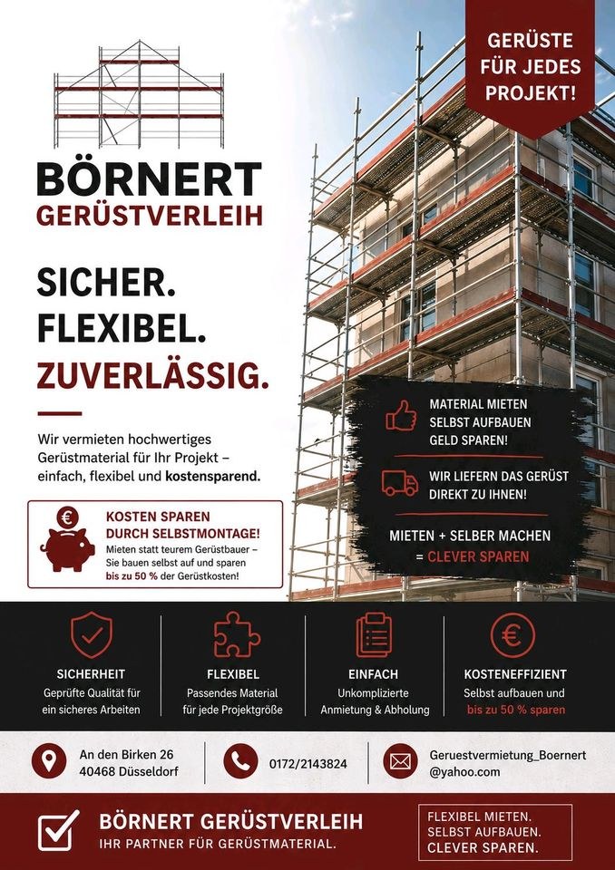 Gerüst Baugerüst zum Selbstaufbau Lieferung mieten in Unterrath