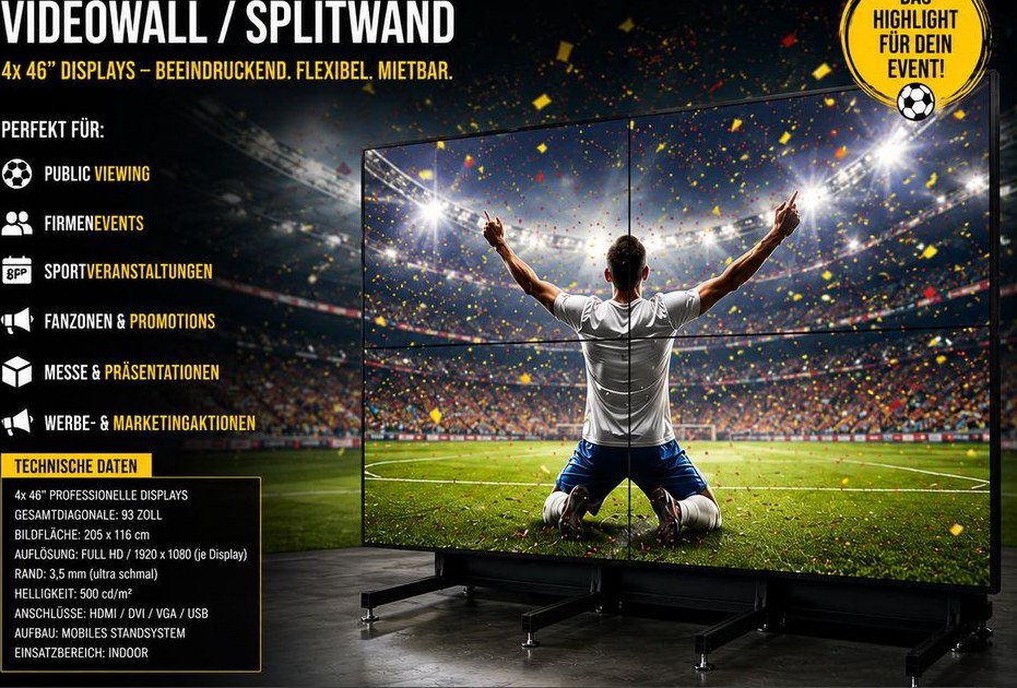 LED Video Wall Wand Leinwand Full HD mieten in Oberhausen – 2
