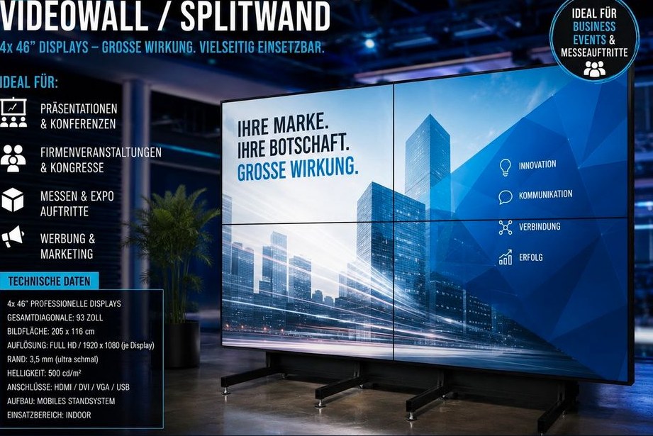 LED Video Wall Wand Leinwand Full HD mieten in Oberhausen