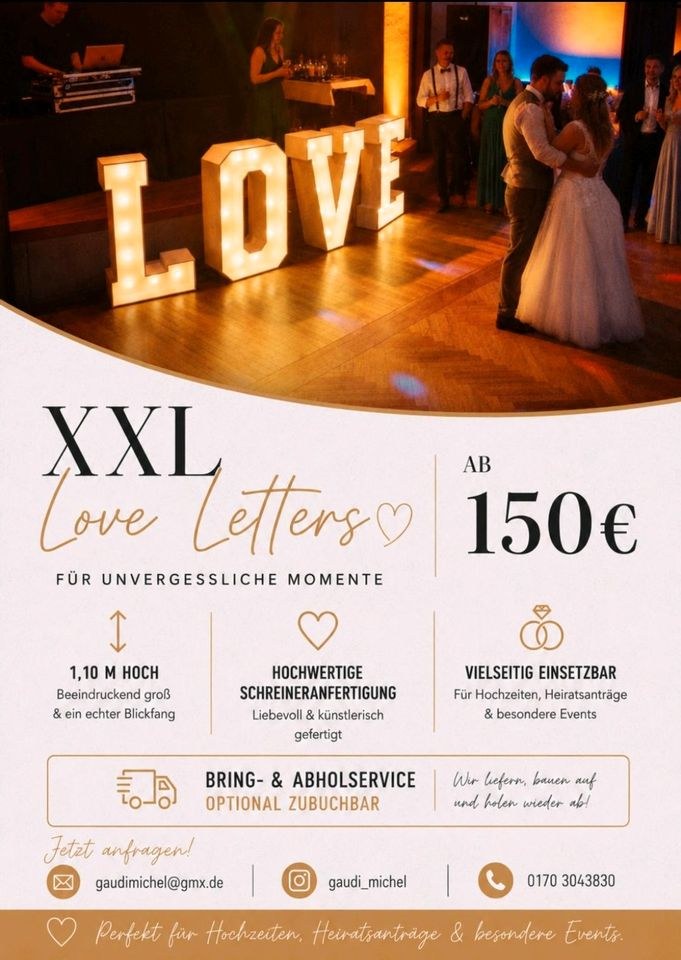 XXL LOVE Buchstaben mieten bei M.F. – für die Hochzeit