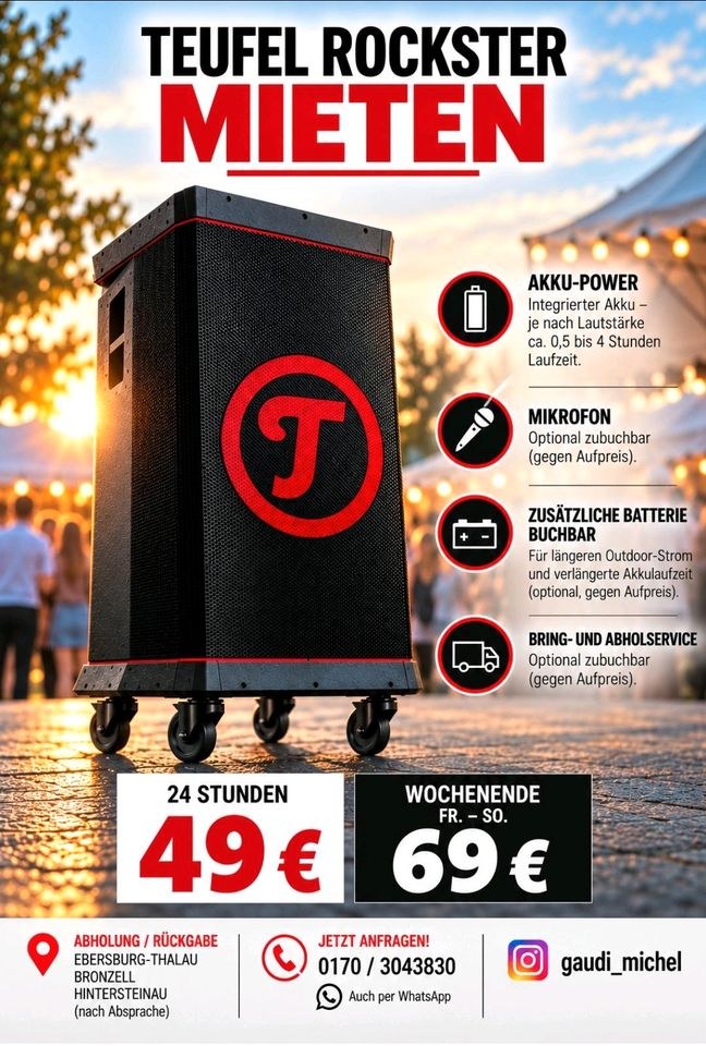 Teufel Rockster Partybox mieten bei M.F. – Party-Sound
