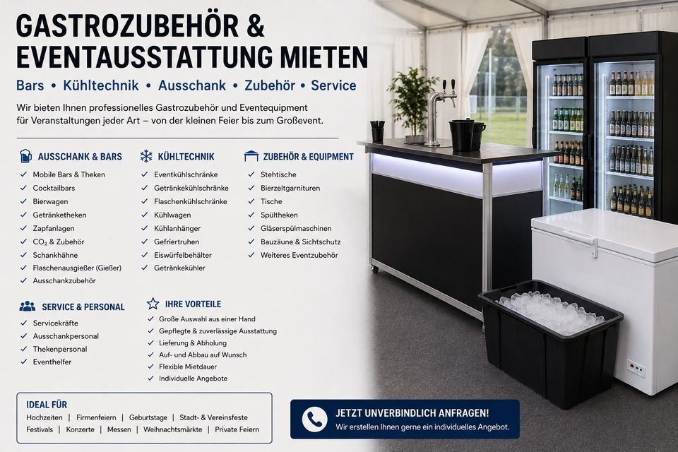 Gastrozubehör Eventausstattung mieten in Demmin – für Ihr Fest
