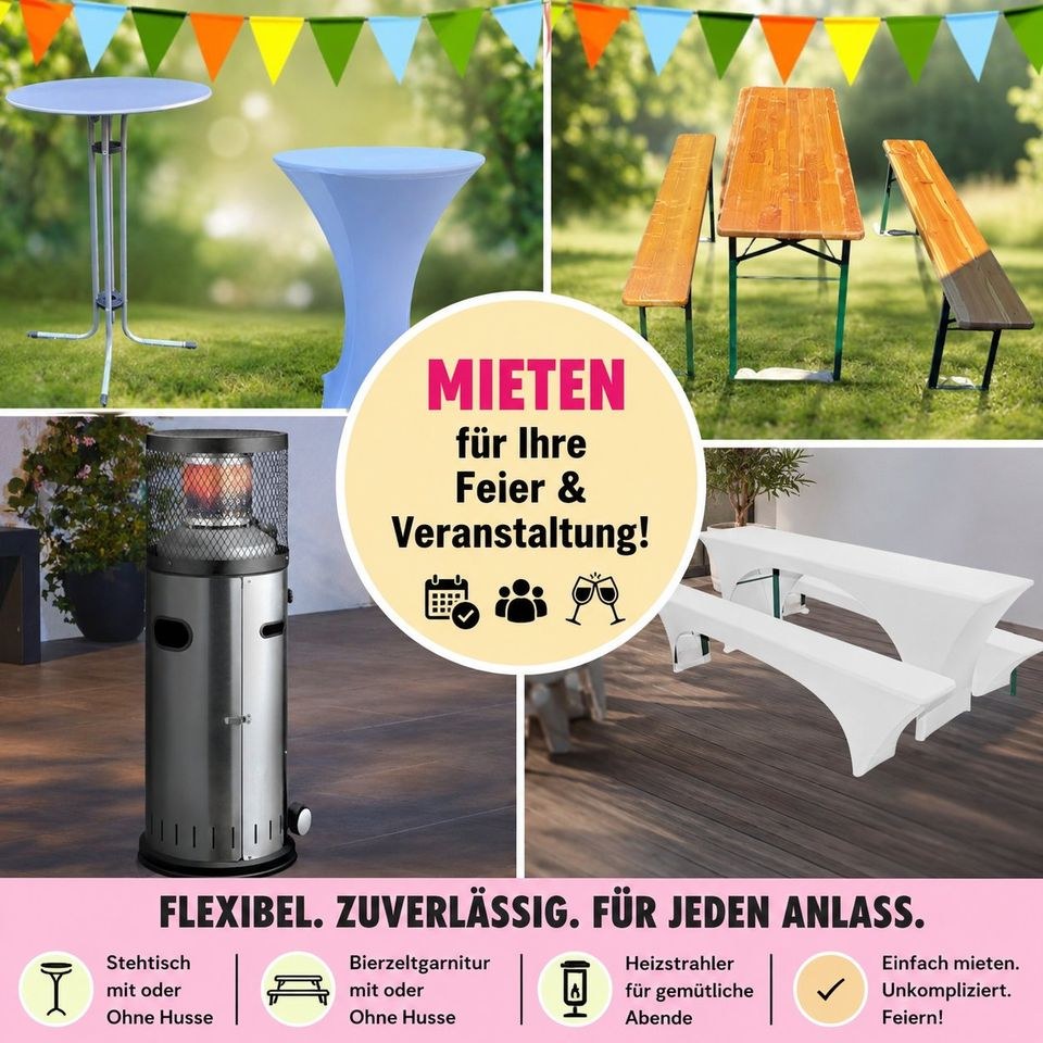 Stehtische Bierzeltgarnituren Gas Heizstrahler mieten in Rellingen