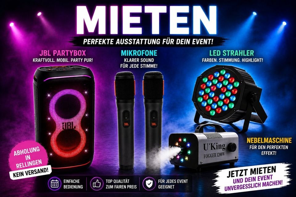 JBL PartyBox 320 Licht Nebelmaschine mieten in Rellingen – Party-Sound