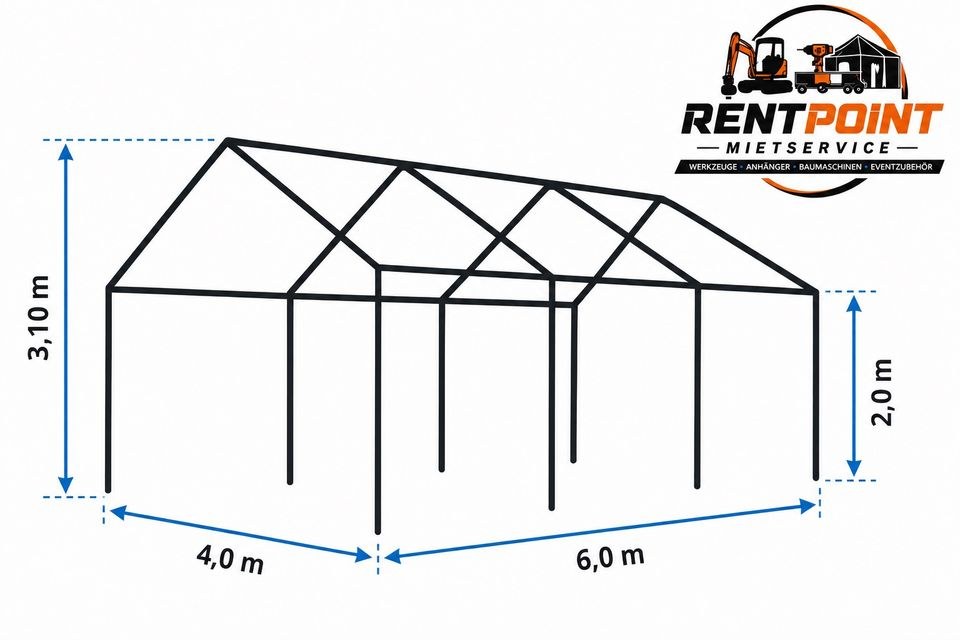 Partyzelt Festzelt Zelt Pavillon 6x4 mieten bei RentPoint Mietservice – 3