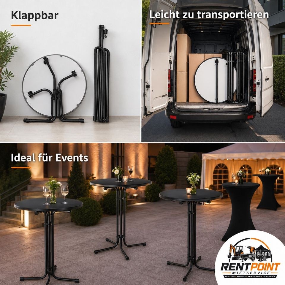 Stehtisch Bistrotisch inkl Husse extrabreit 80cm mieten in Walsum – 3