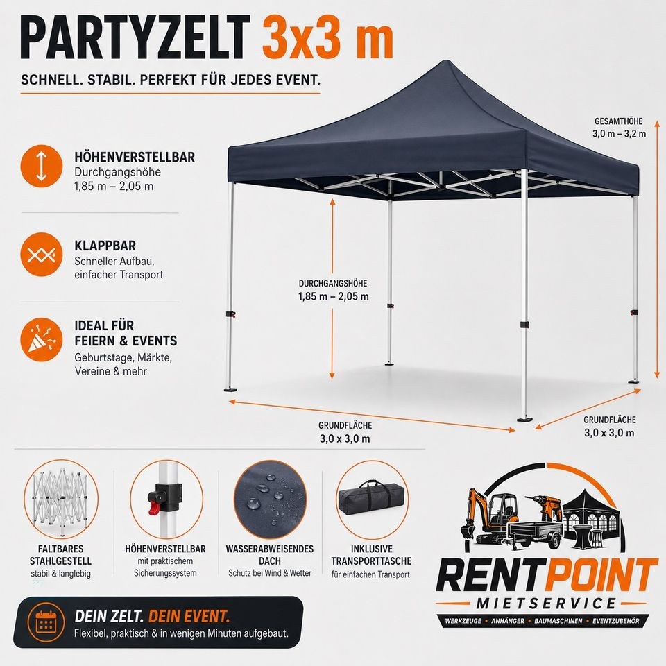 Partyzelt Faltpavillon 3x3 m Pavillion mieten in Walsum – 2