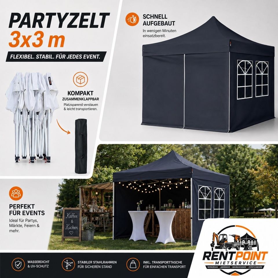 Partyzelt Faltpavillon 3x3 m Pavillion mieten in Walsum