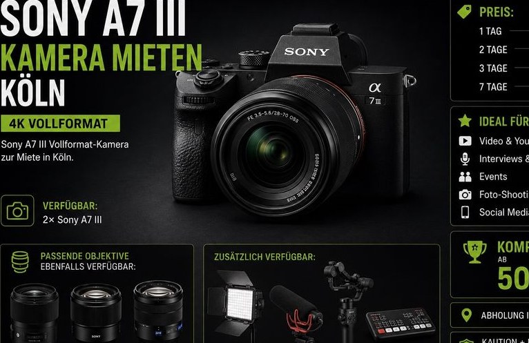 Sony A7 III Kamera mieten bei Easy Rental – großes Bild für alle
