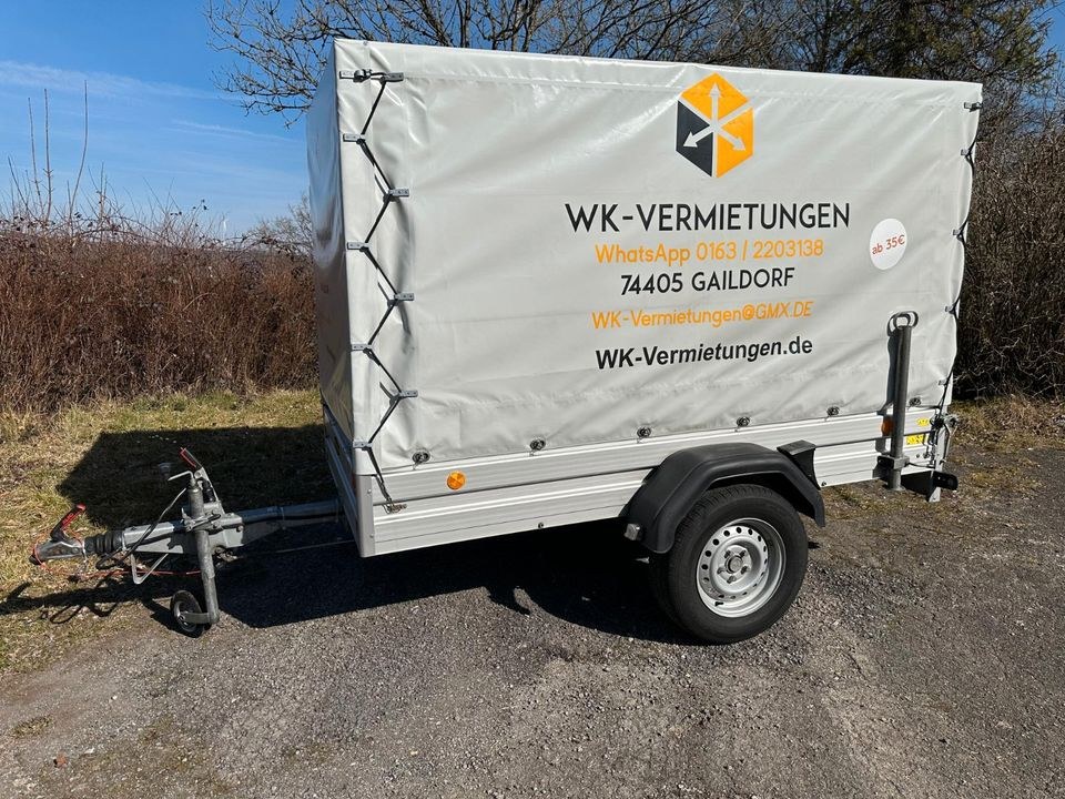 Anhänger 1350 kg Transport mieten in Gaildorf – für Umzug & Baumarkt