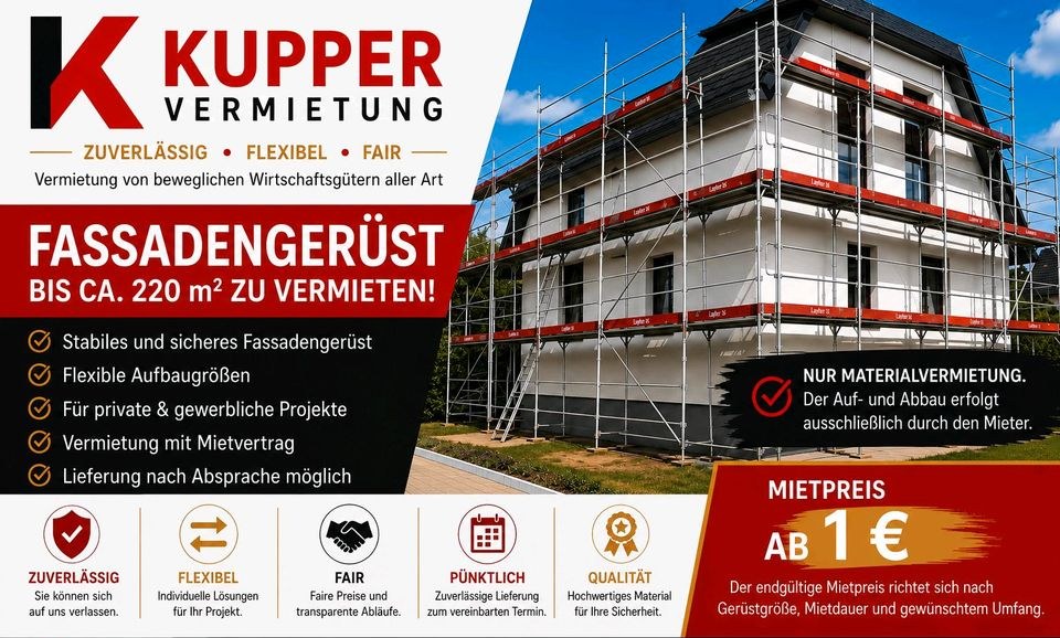 Gerüst mieten bei KUPPERVERMIETUNG – sicher in der Höhe