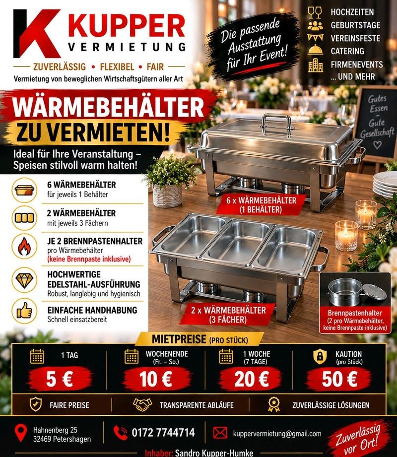 Wärmebehälter mieten bei KUPPERVERMIETUNG – das Besondere