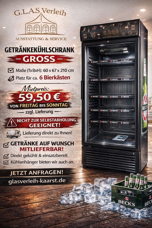 kühlschrank Getränkekühlschrank mieten bei G.L.A.S Verleih