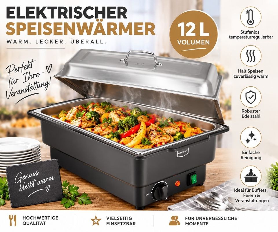 Chafing Dish Elektrischer Speisenwärmer mieten bei Paul-Fabian Harz
