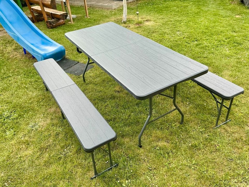 Bierzeltgarnitur schwarz Tisch Bank Set mieten bei TutNix – 2