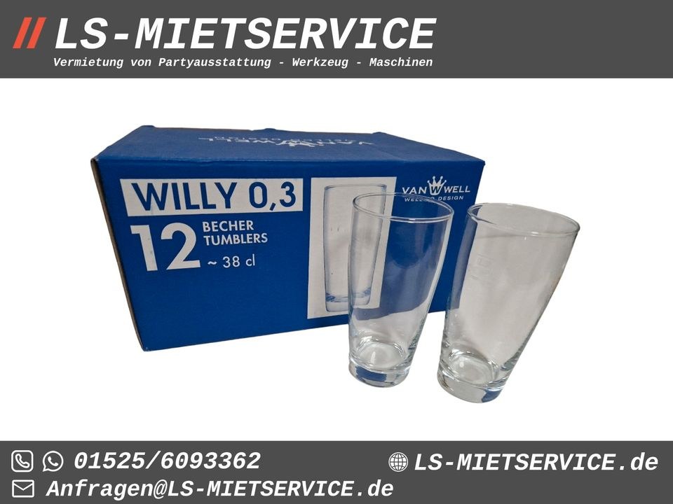 Gläser I Biergläser Schnapsgläser Sektgläser mieten bei LS-Mietservice