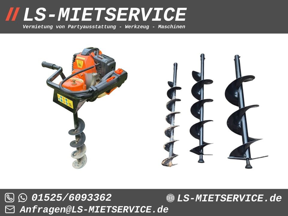 Erdbohrer 100 150 200 mm mieten bei LS-Mietservice