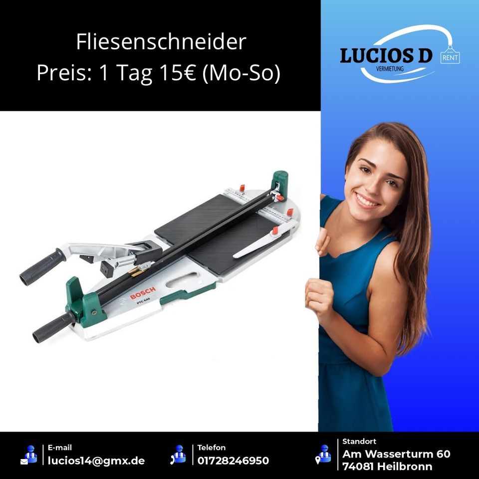 Fliesenschneider Laminatschneider Bohrhammer mieten in Heilbronn