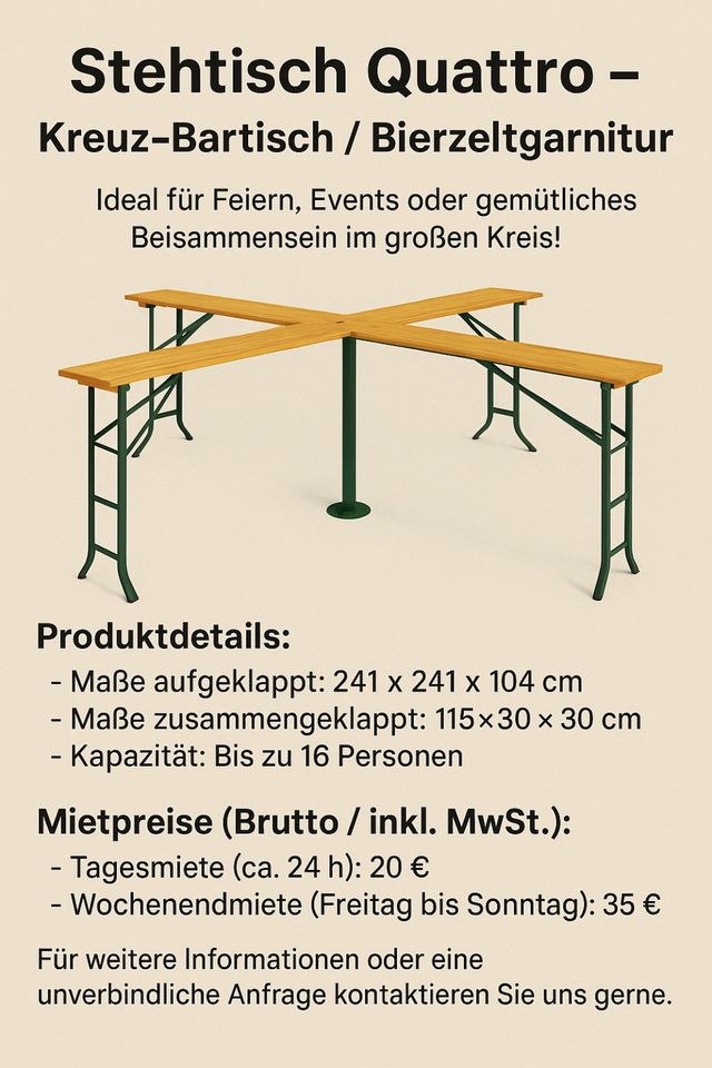 Biergarnitur Bierbank Bierzeltgarnitur Lehne mieten in Heilbronn – 3