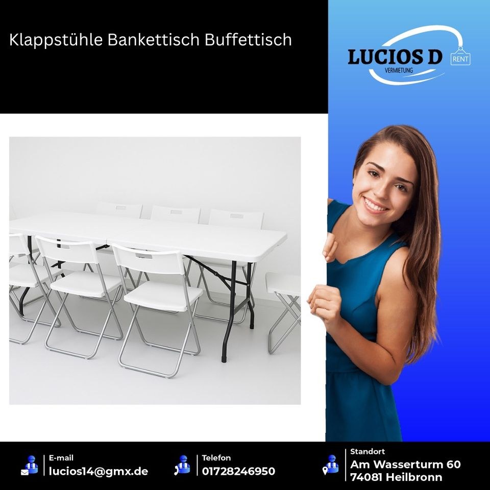 Klappstühle Banketttisch Buffettische Geburstag mieten in Heilbronn – 2