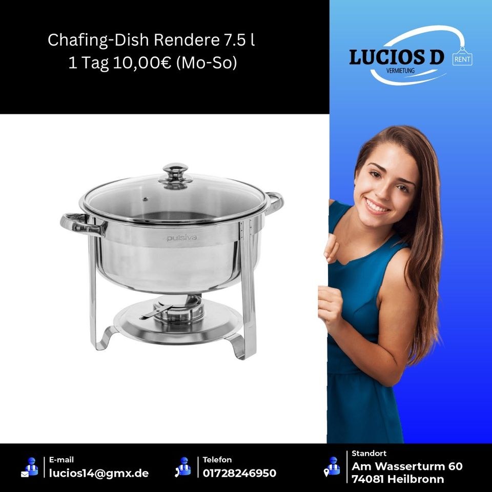 Speisenwärmer Chafing dish Partypfanne mieten bei Lucios Vermietung – 3