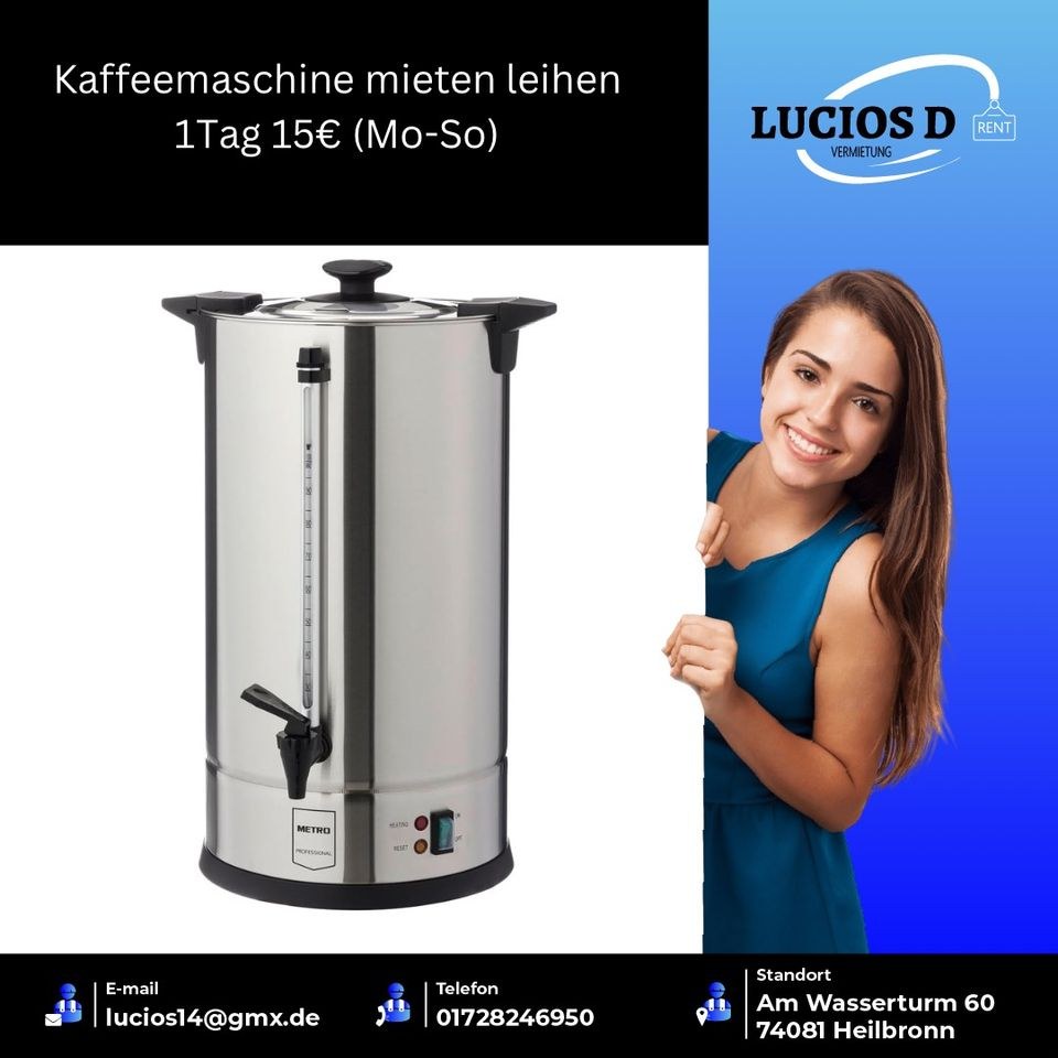 Glühweinkocher Wasserkocher Kaffekanne mieten bei Lucios Vermietung – 2