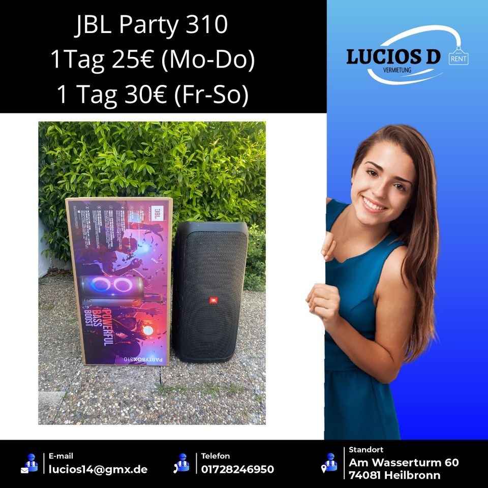 JBL Partybox 310 Soundbox Musikbox Musikanlage mieten in Heilbronn – 3