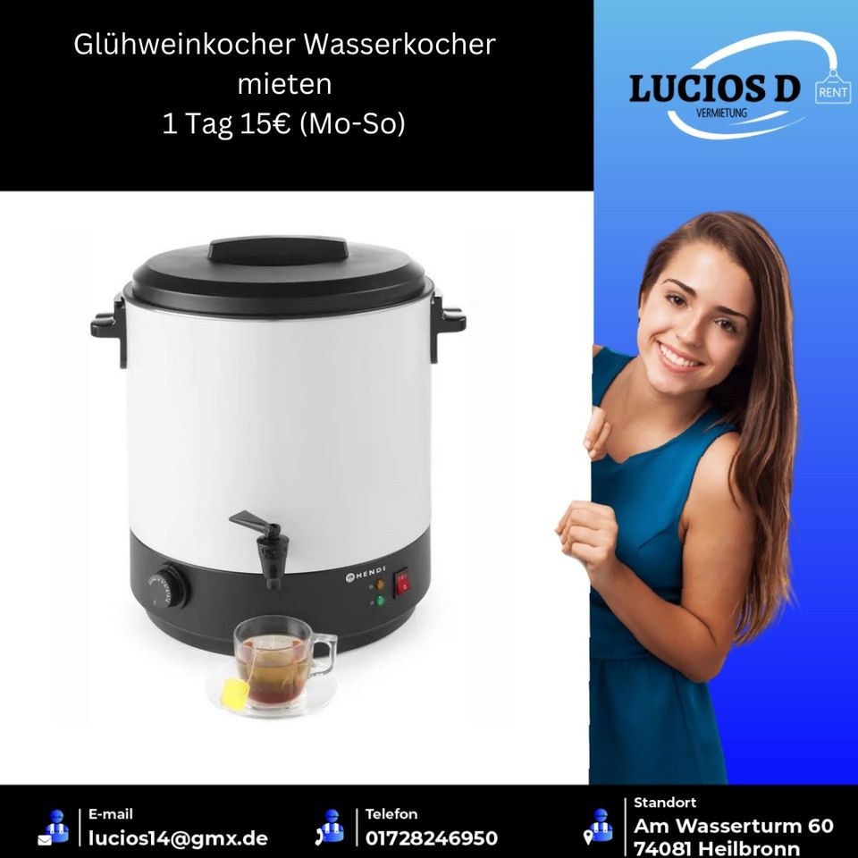 Glühweinkocher Wasserkocher Kaffekanne mieten bei Lucios Vermietung
