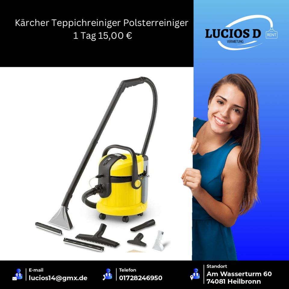 Teppichreiniger Polsterreiniger Fenster mieten bei Lucios Vermietung