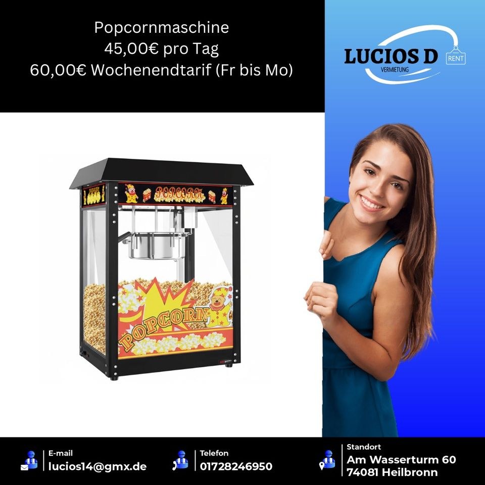 Eismaschine Kühlbox Eisbehälter Popcornmaschine mieten in Heilbronn