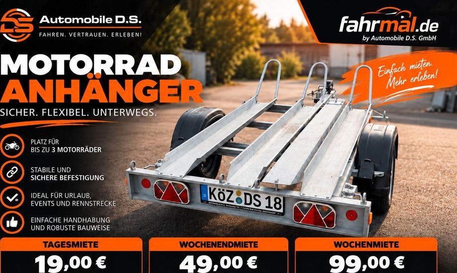 Motorradanhänger mieten in Bad Kötzting – für den Motorradtransport