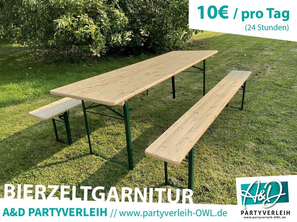 Bierzeltgarnitur extra breit Gartentisch mieten in Leopoldshöhe