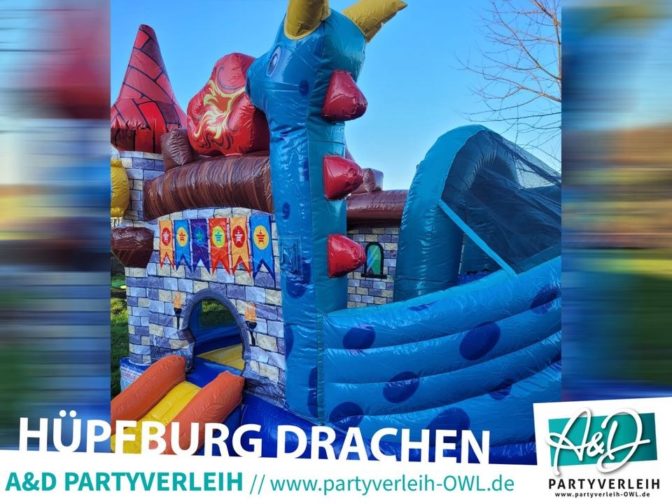 Hüpfburg Drachenland Rutsche mieten bei A&D Partyverleih OWL – 3