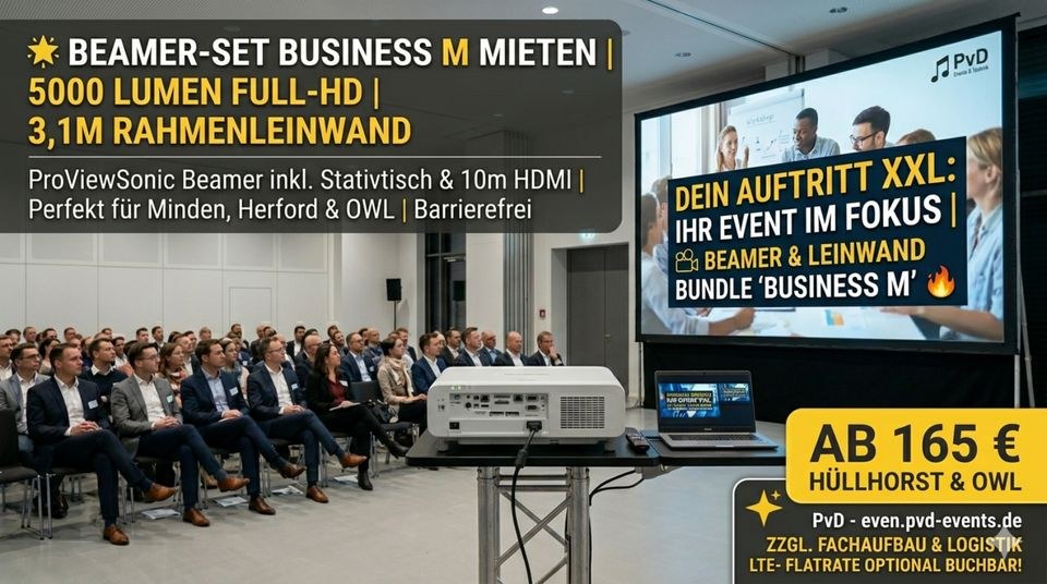Beamer Leinwand mieten in Hüllhorst – für Präsentation & Filmabend