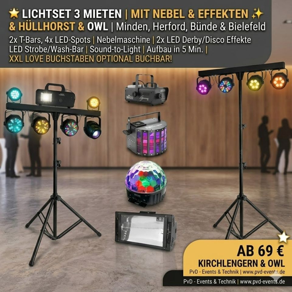 Profi Lichtset mieten in Hüllhorst – Atmosphäre auf Knopfdruck