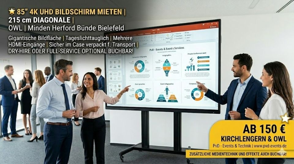 85 Zoll 4K TV mieten bei DJ Luca Luca Lodder – großes Bild für alle