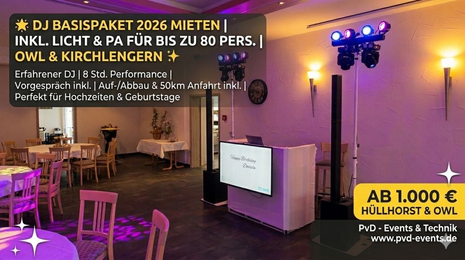 DJ Basispaket 2026 inkl Technik OWL Minden mieten in Hüllhorst