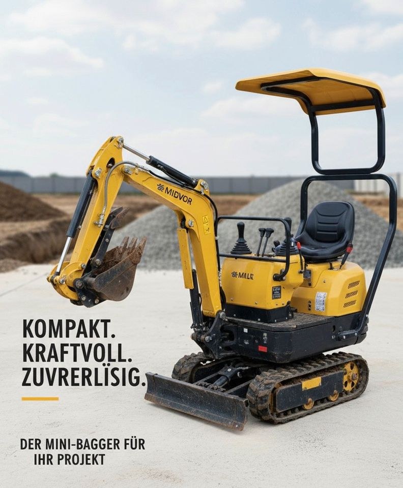 Microbagger Minibagger 0,6t ideal 750kg Anhänger mieten bei Aleksandra