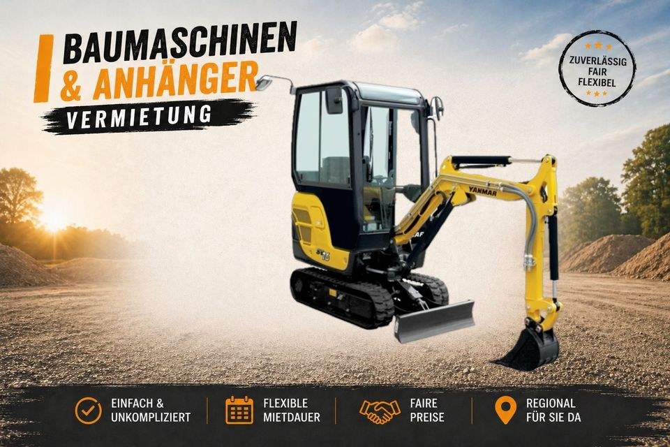 Minibagger Yanmar SV16 Kompakt Leistungsstark mieten in Bad Harzburg