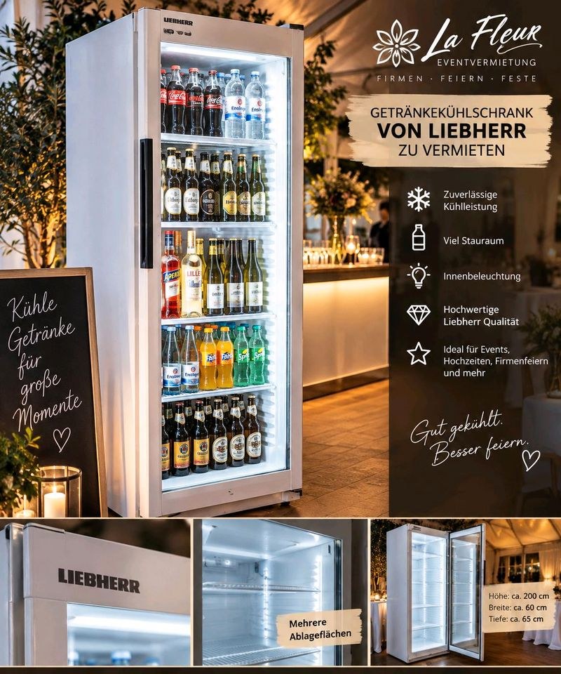 Liebherr Getränkekühlschrank Glastür Beleuchtung mieten in Neu Ulm
