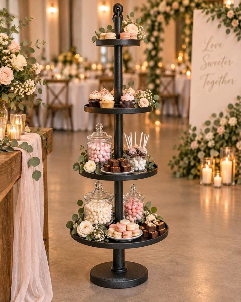 Große Candy Bar Etagere 1,35 m schwarz mieten in Neu Ulm