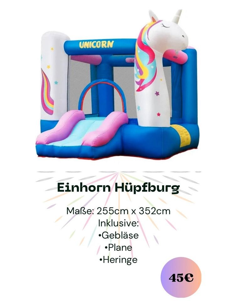 Einhorn Hüpfburg Kindergeburtstag mieten in Essen Freisenbruch
