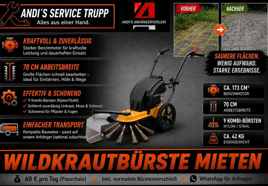 Wildkrautbürste Unkrautbürste Fugenbürste mieten in Merchweiler
