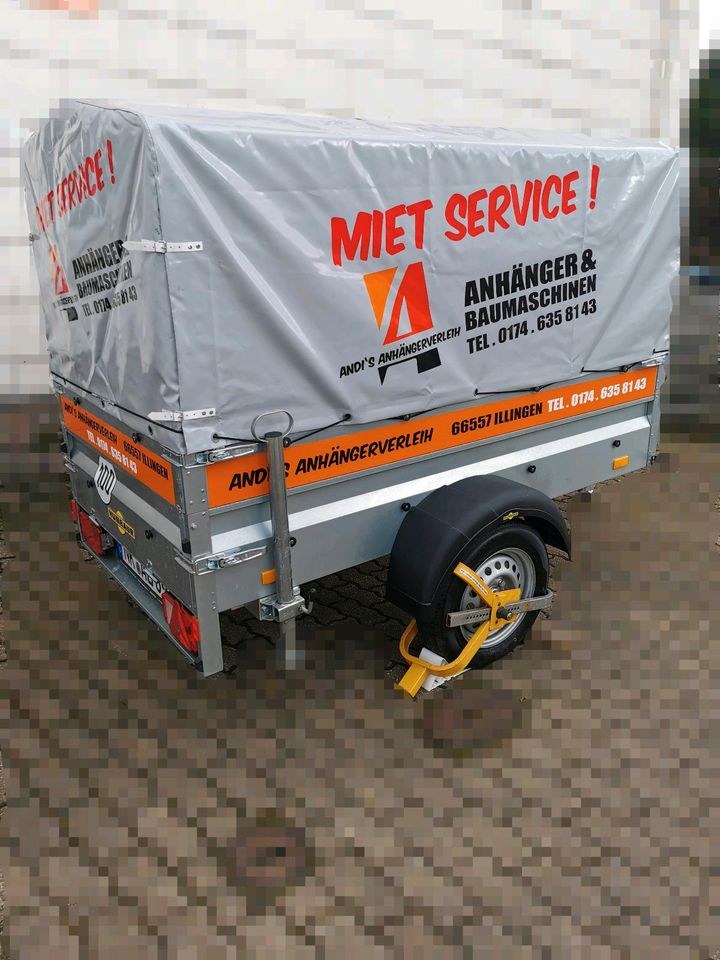 Anhänger 750 kg Hochplane Kfz Bau Transporter mieten in Merchweiler